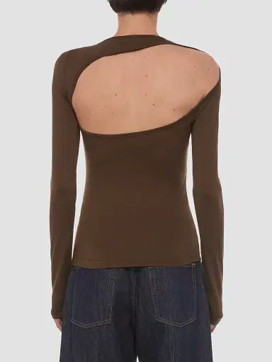 Helmut Lang Women's Asymmetrical Cut-Out Jersey Top | Thumbnail 3