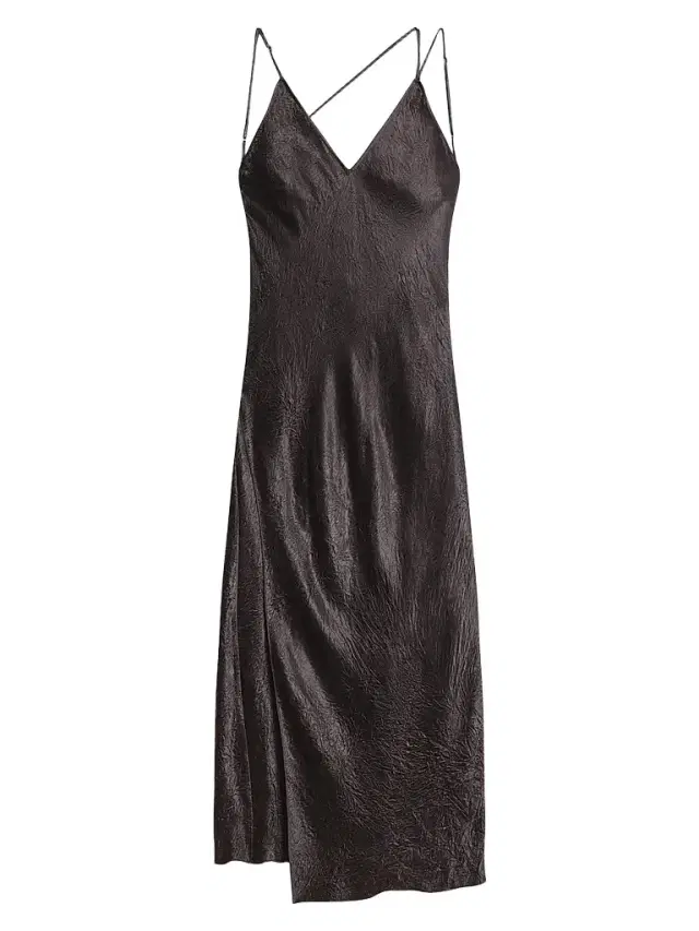 Helmut Lang Women's Crinkled-Effect Midi Slipdress