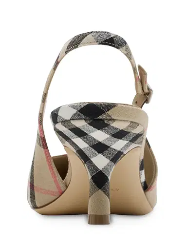 Burberry Women's Dame 55MM Check Linen-Blend Slingback Pumps | Thumbnail 4 Burberry Women's Dame 55MM Check Linen-Blend Slingback Pumps | Thumbnail 4