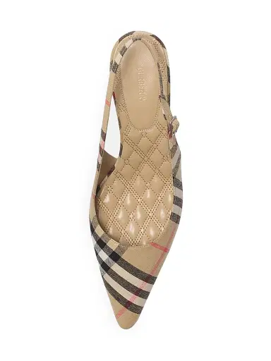 Burberry Women's Dame 55MM Check Linen-Blend Slingback Pumps | Thumbnail 5 Burberry Women's Dame 55MM Check Linen-Blend Slingback Pumps | Thumbnail 5