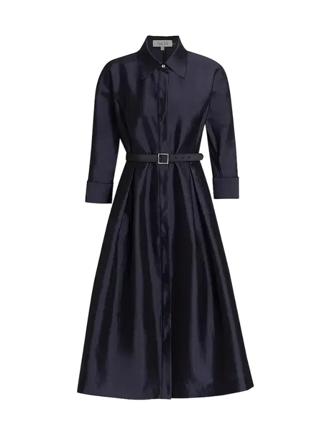 Teri Jon by Rickie Freeman Women's Silk Taffeta Shirtdress