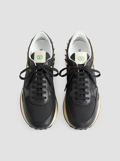 Valentino Garavani Men's Stud Up Sneaker in Leather and Nylon | Thumbnail 4 Valentino Garavani Men's Stud Up Sneaker in Leather and Nylon | Thumbnail 4