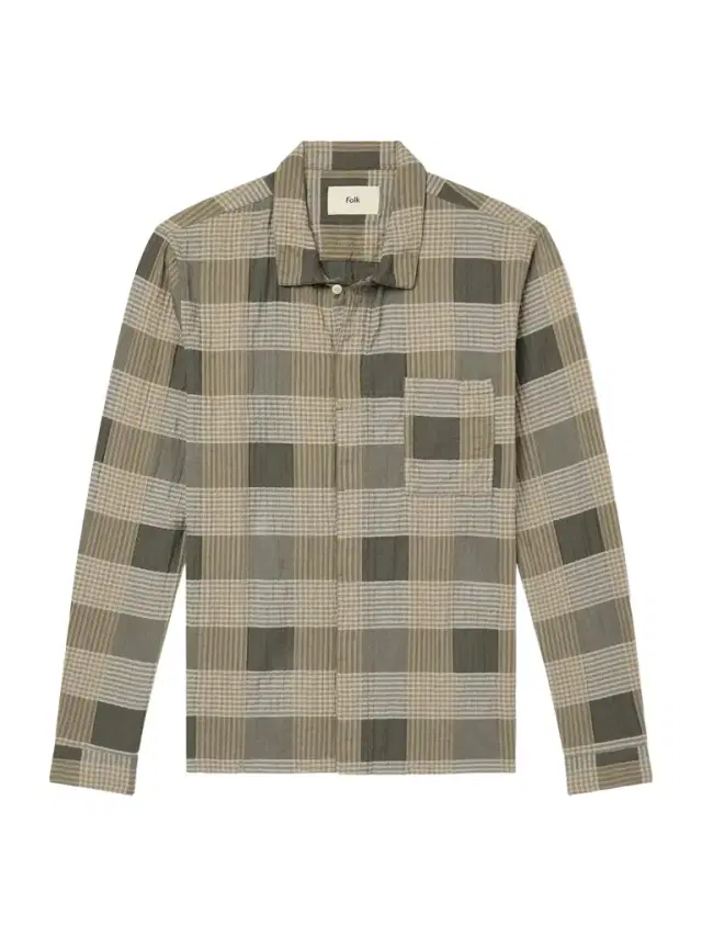 Folk Patch Checked Cotton-Blend Seersucker Shirt - Men