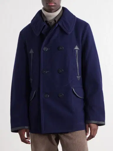 RRL Leather-Trimmed Wool-Blend Coat - Men | Thumbnail 3