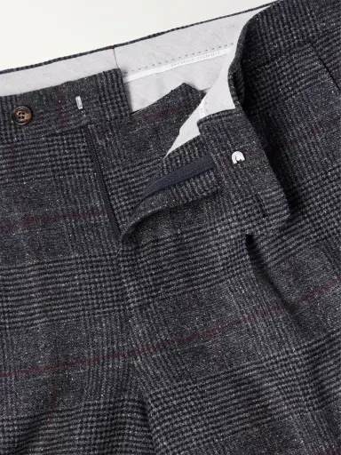 Brunello Cucinelli Lesire Straight-Leg Pleated Checked Silk, Wool and Cashmere-Blend Suit Trousers - Men | Thumbnail 6 Brunello Cucinelli Lesire Straight-Leg Pleated Checked Silk, Wool and Cashmere-Blend Suit Trousers - Men | Thumbnail 6