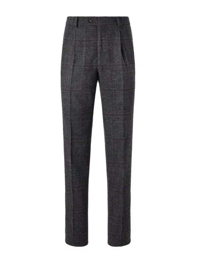 Brunello Cucinelli Lesire Straight-Leg Pleated Checked Silk, Wool and Cashmere-Blend Suit Trousers - Men