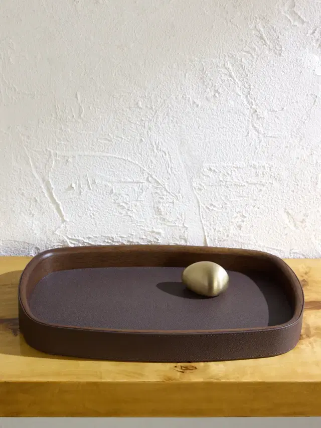 ASSOULINE Pebble Leather-Trimmed Wood Tray - Men