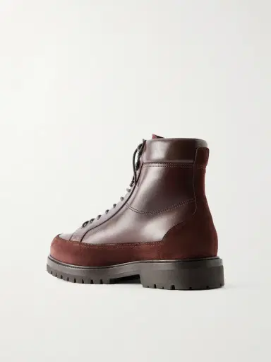 Brunello Cucinelli Suede-Trimmed Leather Hiking Boots - Men | Thumbnail 4 Brunello Cucinelli Suede-Trimmed Leather Hiking Boots - Men | Thumbnail 4