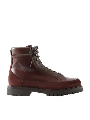 Brunello Cucinelli Suede-Trimmed Leather Hiking Boots - Men | Thumbnail 1 Brunello Cucinelli Suede-Trimmed Leather Hiking Boots - Men | Thumbnail 1