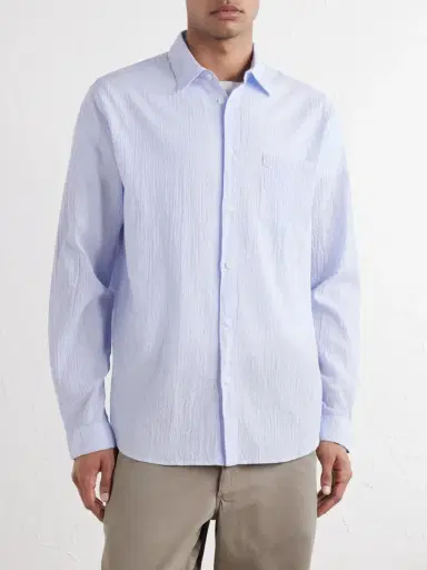 Folk Striped Seersucker Cotton Shirt - Men | Thumbnail 3