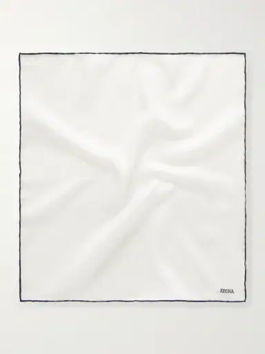 Zegna Logo-Print Cotton and Silk-Blend Pocket Square - Men | Thumbnail 3
