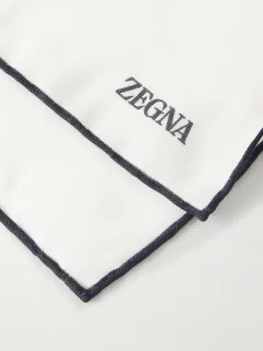 Zegna Logo-Print Cotton and Silk-Blend Pocket Square - Men | Thumbnail 4