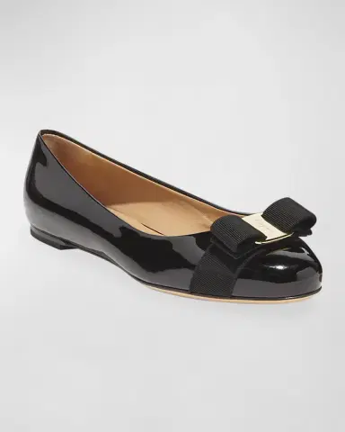 Ferragamo Varina Patent Leather Bow Ballerina Flats | Thumbnail 2
