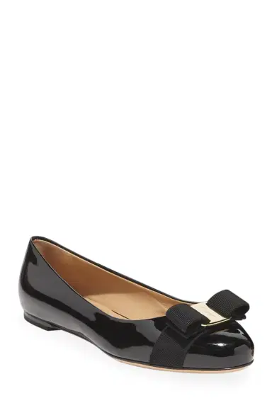 Ferragamo Varina Patent Leather Bow Ballerina Flats | Thumbnail 3