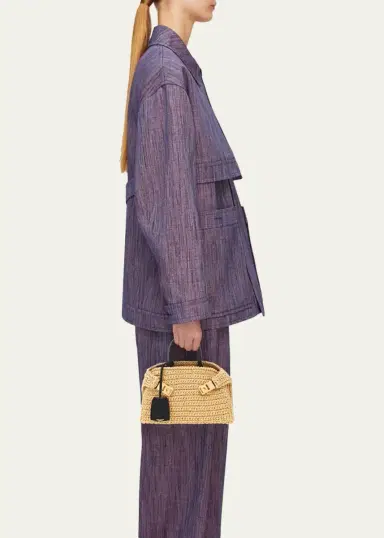 Ferragamo Hug Mini Crochet Raffia Top-Handle Bag | Thumbnail 2 Ferragamo Hug Mini Crochet Raffia Top-Handle Bag | Thumbnail 2