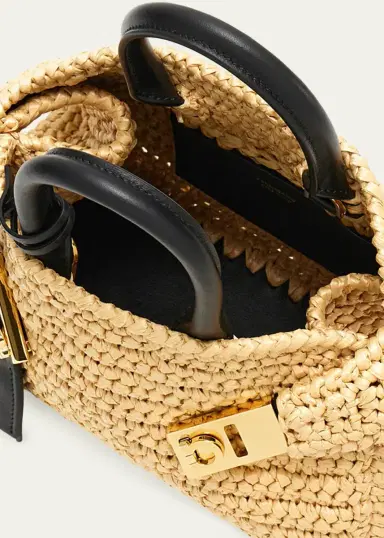 Ferragamo Hug Mini Crochet Raffia Top-Handle Bag | Thumbnail 4 Ferragamo Hug Mini Crochet Raffia Top-Handle Bag | Thumbnail 4
