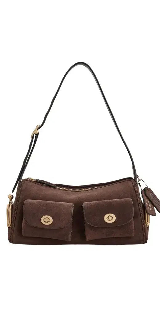 Coach Suede Turn-Lock Haver Shoulder Bag