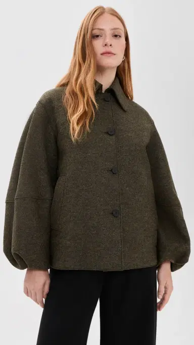Harris Wharf London Puff Sleeves Pressed Wool Jacket | Thumbnail 2