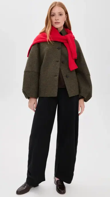 Harris Wharf London Puff Sleeves Pressed Wool Jacket | Thumbnail 5