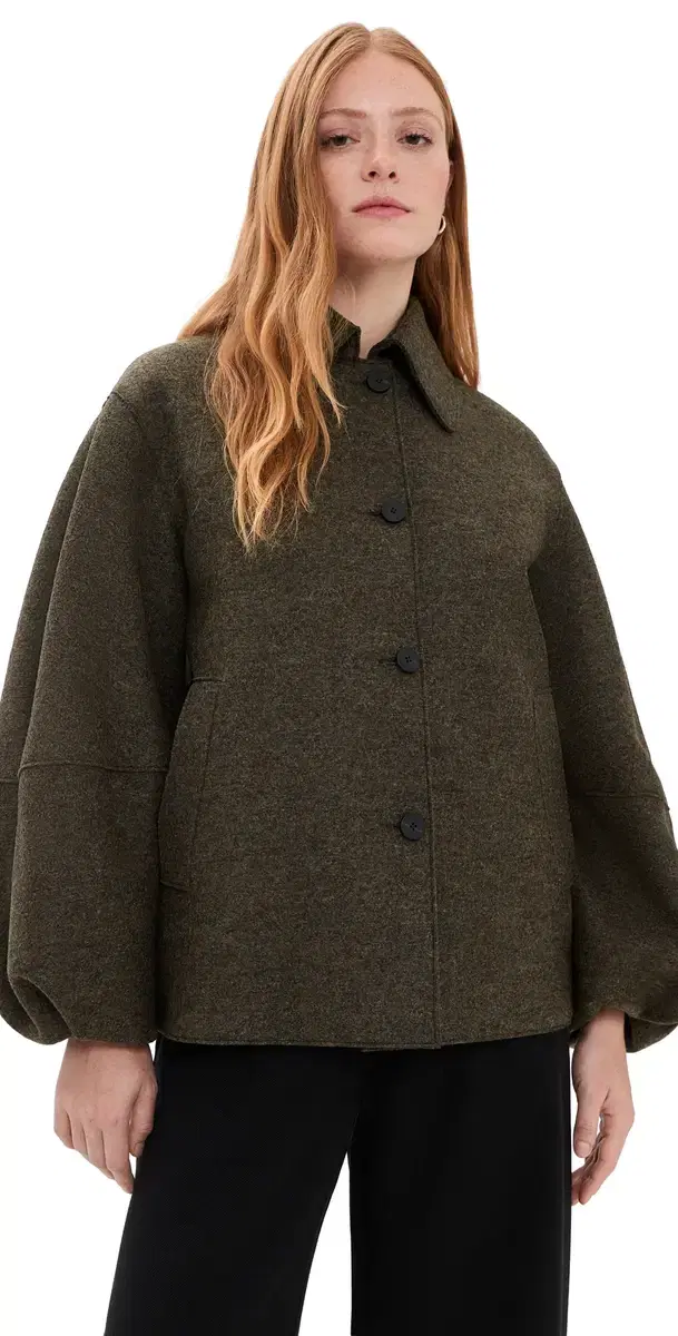 Harris Wharf London Puff Sleeves Pressed Wool Jacket