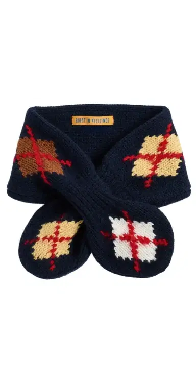 Guest In Residence Argyle Bowtie Scarf | Thumbnail 1 Guest In Residence Argyle Bowtie Scarf | Thumbnail 1