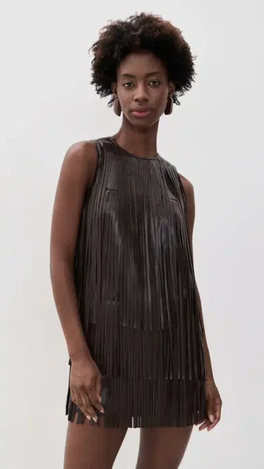SIMONMILLER Sina Vegan Leather Fringe Dress | Thumbnail 2