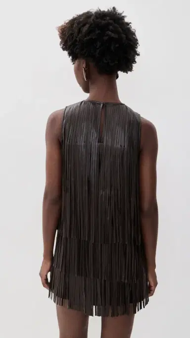 SIMONMILLER Sina Vegan Leather Fringe Dress | Thumbnail 3