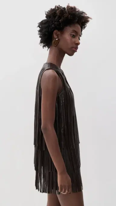 SIMONMILLER Sina Vegan Leather Fringe Dress | Thumbnail 4