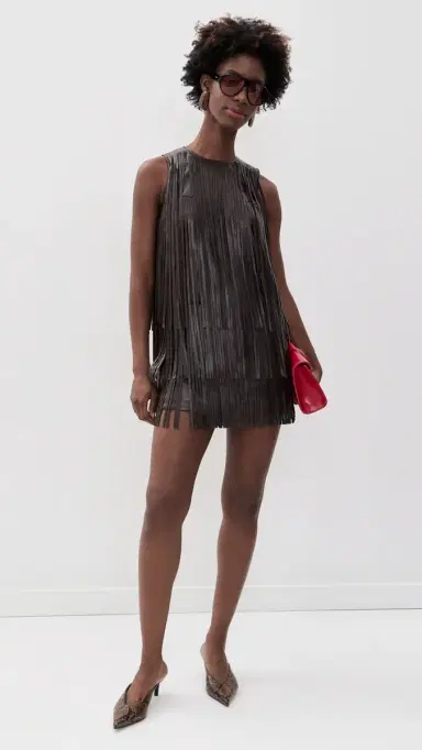 SIMONMILLER Sina Vegan Leather Fringe Dress | Thumbnail 5
