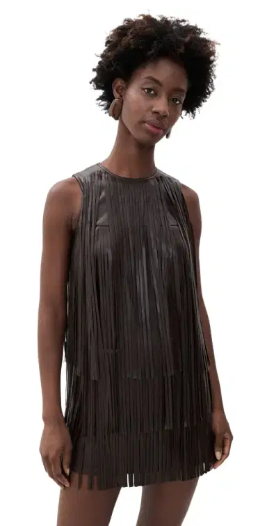SIMONMILLER Sina Vegan Leather Fringe Dress | Thumbnail 1