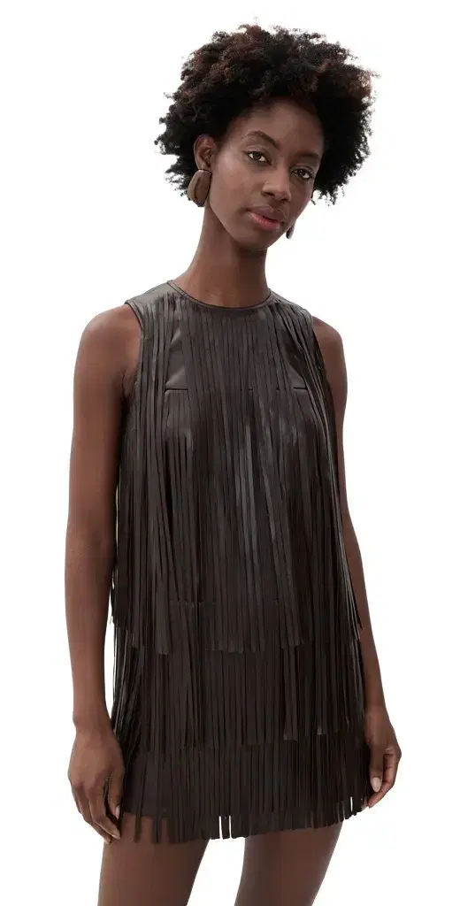 SIMONMILLER Sina Vegan Leather Fringe Dress