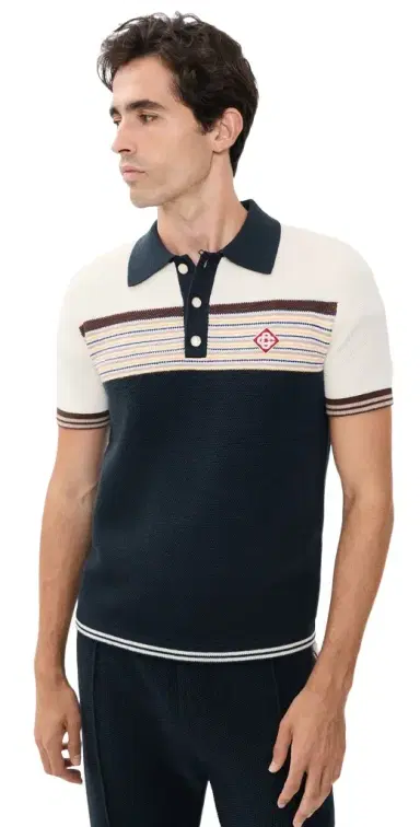Casablanca Cafe Stripe Polo Shirt | Thumbnail 1 Casablanca Cafe Stripe Polo Shirt | Thumbnail 1