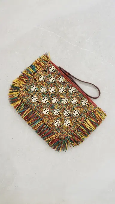 Rabanne Raffia Fringe Pouch | Thumbnail 2
