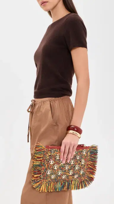 Rabanne Raffia Fringe Pouch | Thumbnail 3