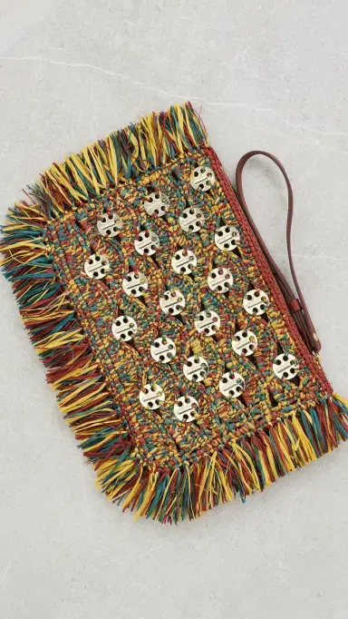 Rabanne Raffia Fringe Pouch | Thumbnail 4