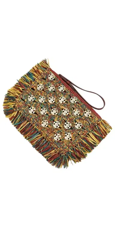Rabanne Raffia Fringe Pouch | Thumbnail 1