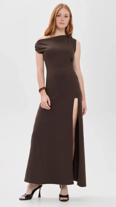 susana monaco One Shoulder Gathered Slit Front Dress | Thumbnail 2 susana monaco One Shoulder Gathered Slit Front Dress | Thumbnail 2