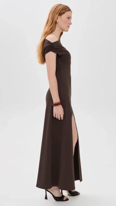 susana monaco One Shoulder Gathered Slit Front Dress | Thumbnail 4 susana monaco One Shoulder Gathered Slit Front Dress | Thumbnail 4