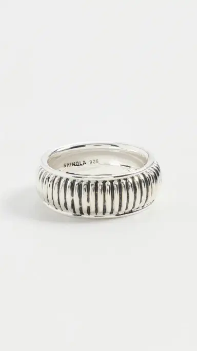 Shinola Sterling Silver Coin Edge Band 10MM | Thumbnail 2
