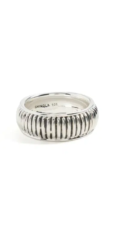 Shinola Sterling Silver Coin Edge Band 10MM | Thumbnail 1