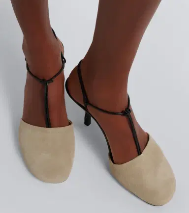 Jacquemus Pina leather-trimmed suede slingback pumps | Thumbnail 6