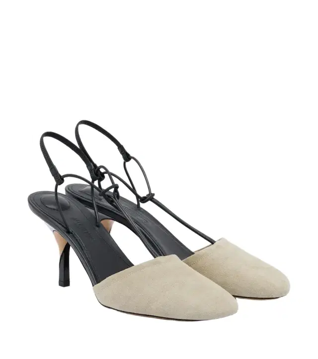 Jacquemus Pina leather-trimmed suede slingback pumps