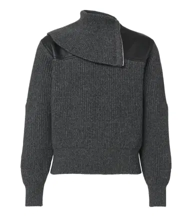 Bottega Veneta Leather-trimmed wool and cashmere sweater | Thumbnail 1 Bottega Veneta Leather-trimmed wool and cashmere sweater | Thumbnail 1