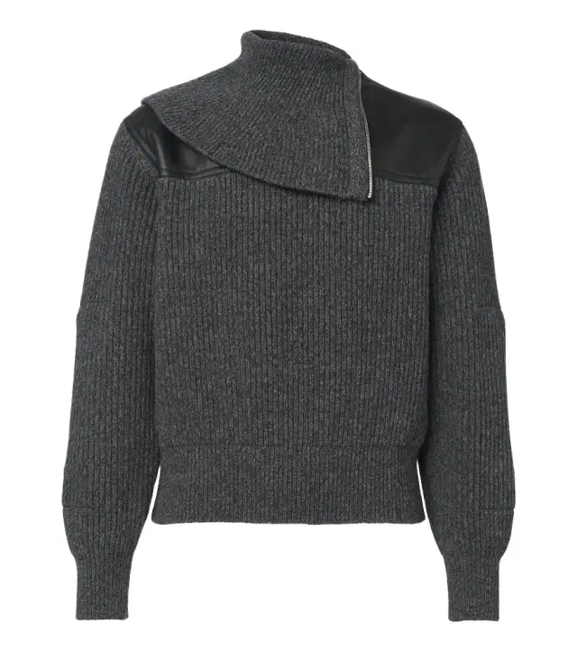 Bottega Veneta Leather-trimmed wool and cashmere sweater