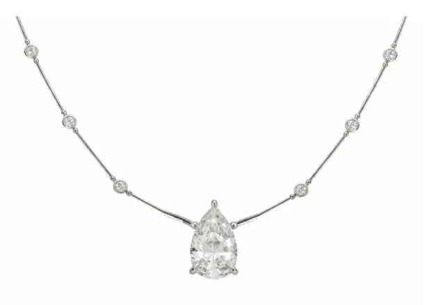 Wish Fine Jewelry 1.405ct Diamond 18K Gold Pear Solitaire Necklace