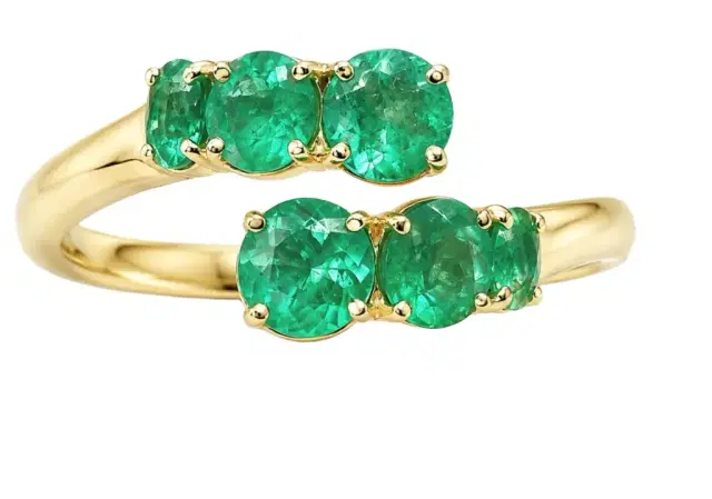 Wish Fine Jewelry 3.25ct Emerald 18K Gold Bypass Ring