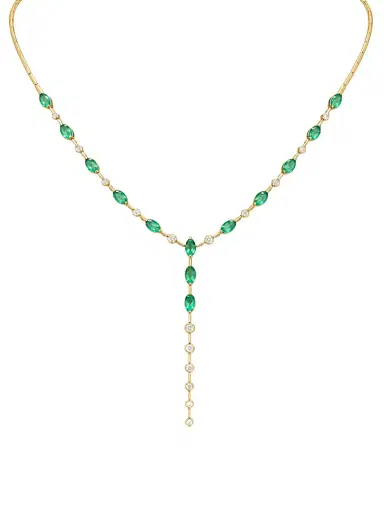 Wish Fine Jewelry 3.35ct Emerald Diamond 14K Gold Marquise Lariat Necklace | Thumbnail 1 Wish Fine Jewelry 3.35ct Emerald Diamond 14K Gold Marquise Lariat Necklace | Thumbnail 1