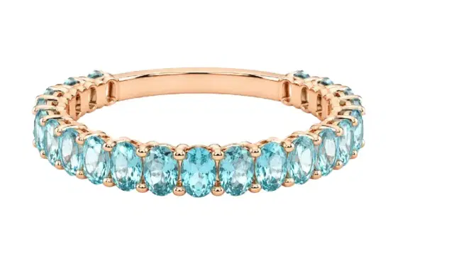 Wish Fine Jewelry 4.84ct Apatite 18K Gold Almost Eternity Band Ring