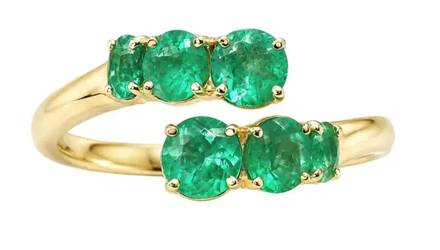 Wish Fine Jewelry 5.37ct Emerald 18K Gold Bypass Ring