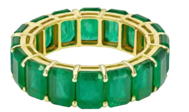 Wish Fine Jewelry 6.76ct Emerald 18K Gold Eternity Band Ring